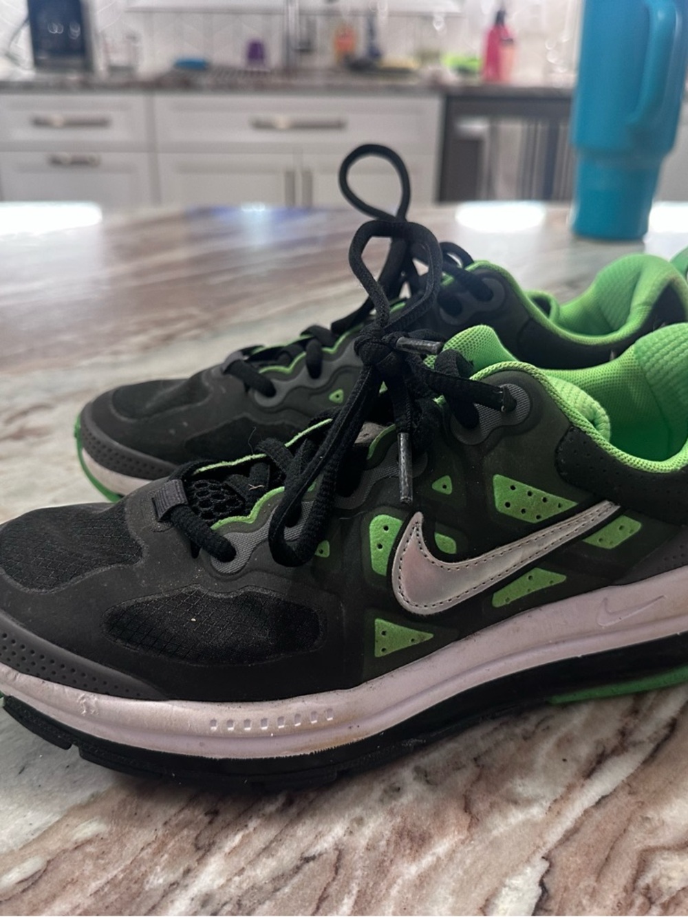 Nike Kids Black Sneakers with Neon Green Accents
